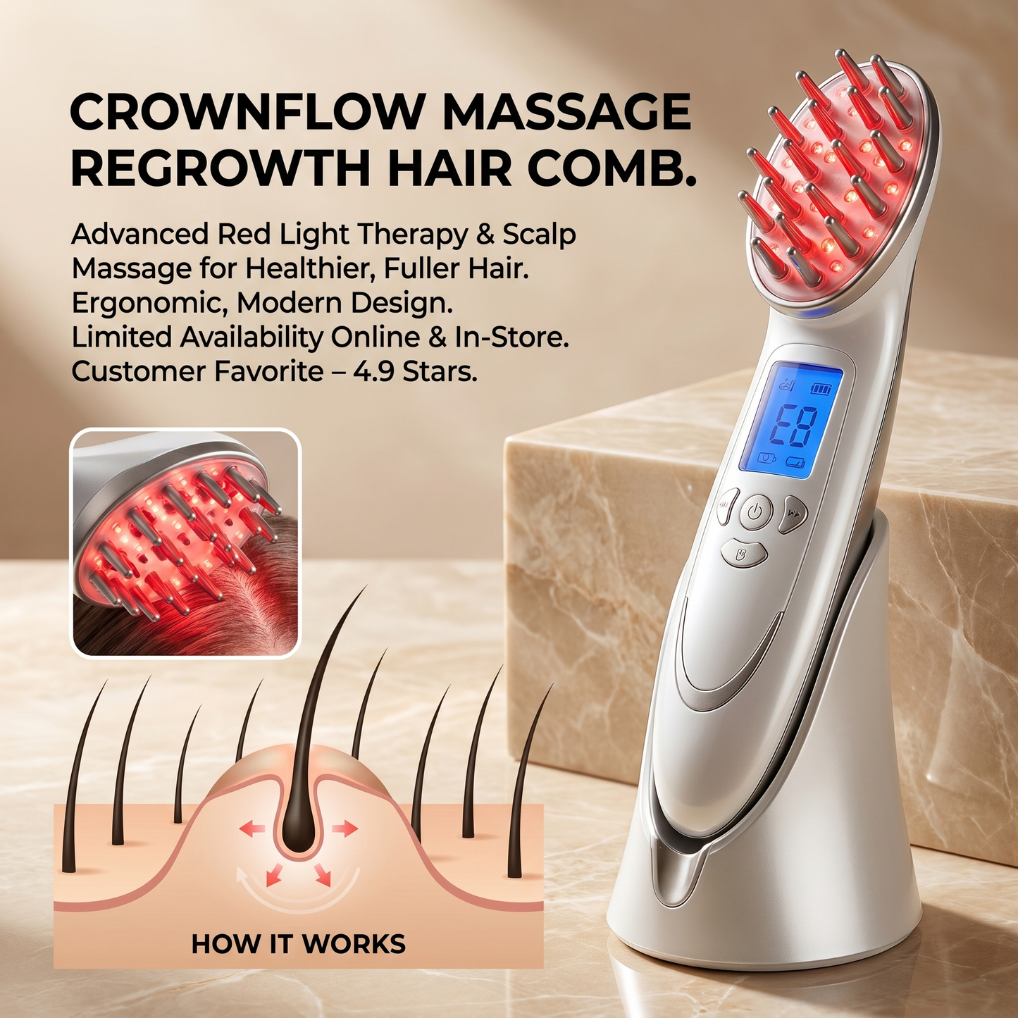 CrownFlow Massage Regrowth Hair Comb